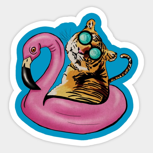 Tiger Flamingo, Tropical Vibes Sticker by logiamerch